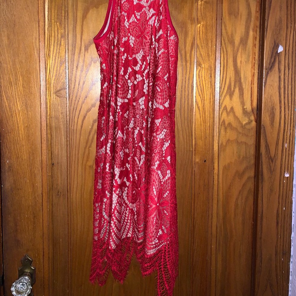 Red lace dress